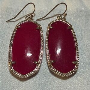 Kendra Scott Cherry Red Stone Drop Earrings – Gold Tone